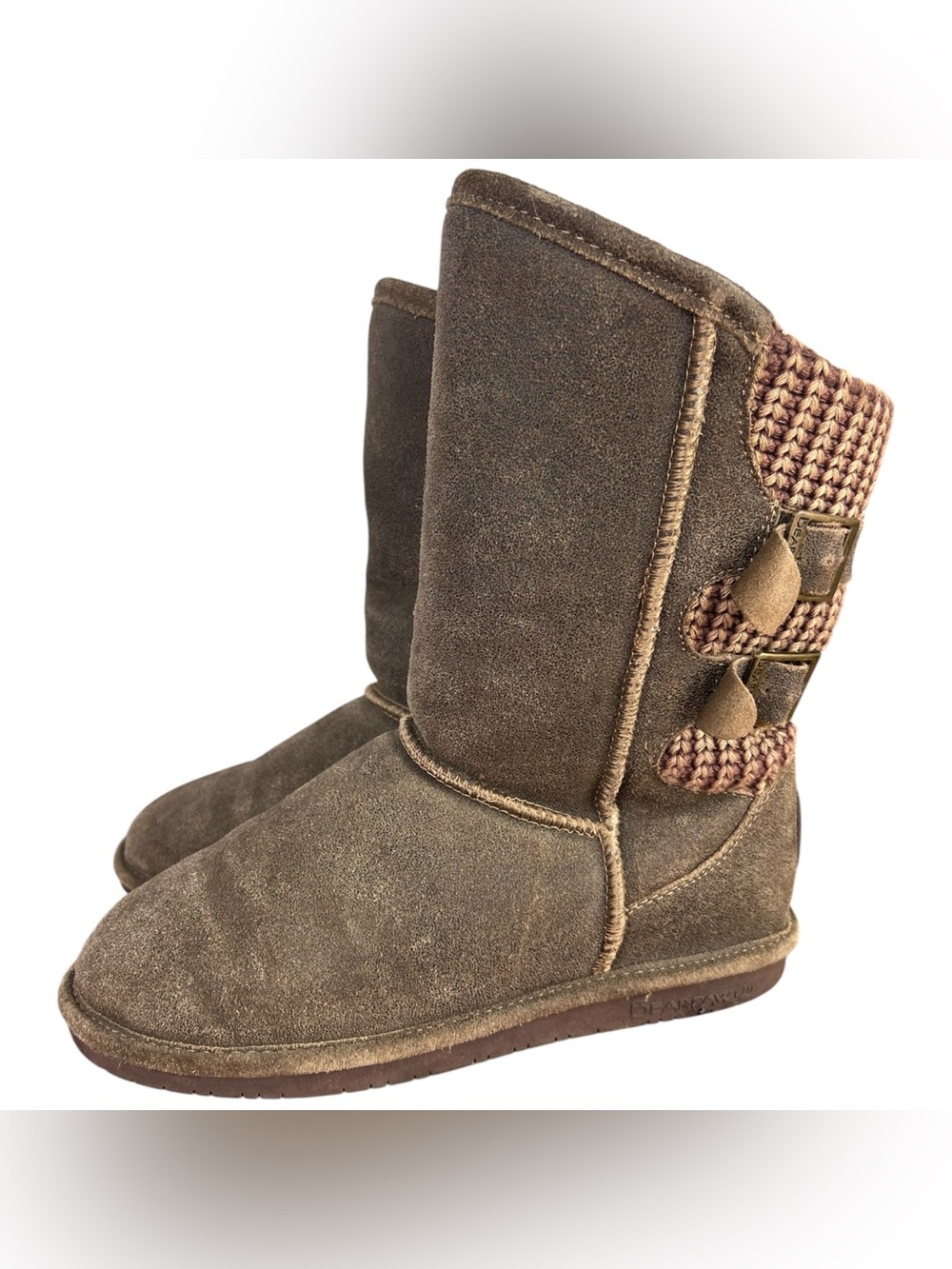 Bearpaw Boshie Shearling Boots Women's Size 8 Brown Suede Leather Style (1669W)